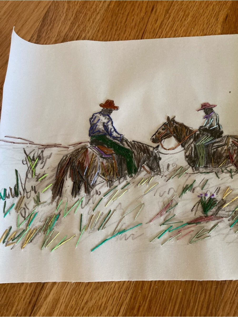 New canvas cowboys hand embroidered accents - Picture 4 of 4